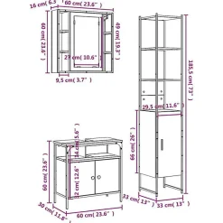 Ensemble d'armoires de salle de bain 3 pcs sonoma gris vidaXL