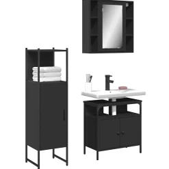 Ensemble d'armoires salle de bain 3 pcs noir bois d'ingénierie vidaXL