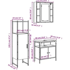 Ensemble d'armoires salle de bain 3 pcs noir bois d'ingénierie vidaXL