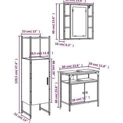 Ensemble d'armoires salle de bain 3 pcs noir bois d'ingénierie vidaXL
