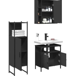 Ensemble d'armoires salle de bain 3 pcs noir bois d'ingénierie vidaXL