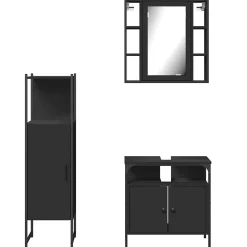 Ensemble d'armoires salle de bain 3 pcs noir bois d'ingénierie vidaXL