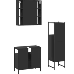 Ensemble d'armoires salle de bain 3 pcs noir bois d'ingénierie vidaXL