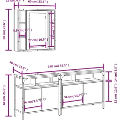 Ensemble d'armoires salle de bain 3 pcs noir bois d'ingénierie vidaXL