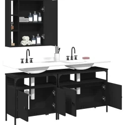 Ensemble d'armoires salle de bain 3 pcs noir bois d'ingénierie vidaXL