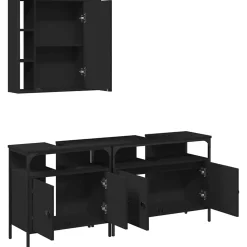Ensemble d'armoires salle de bain 3 pcs noir bois d'ingénierie vidaXL