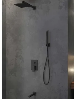 Ensemble de douche à encastrer DELOS NERO avec douchette en laiton noir
