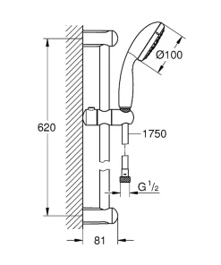 Ensemble de douche 3 jets TEMPESTA 100 avec barre 600 mm - GROHE - 27644001
