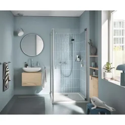 Ensemble de douche avec mitigeur thermostatique, pommeau 1 jet, barre 60cm et flexible - GROHE 34597001 - Economie d'eau - Chrom