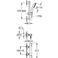 Ensemble de douche avec mitigeur thermostatique - Grohe - Grohtherm 500 - Tempesta
