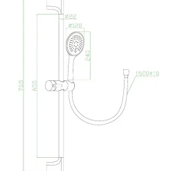 Ensemble de douche chromé 3 pièces Essebagno Circle