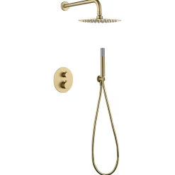 Ensemble de douche CURVED à encastrer - Thermostatique Or brosséChroméNoir matCanon de fusilOr brosséOr rose brossé Ensemble enca