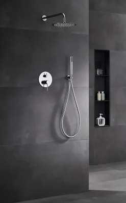 Ensemble de douche CURVED à encastrer - mitigeur monocommande Chromé BrillantChroméNoir matCanon de fusilOr brosséOr rose brossé
