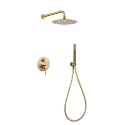 Ensemble de douche CURVED à encastrer - mitigeur monocommande Or brosséChroméNoir matCanon de fusilOr brosséOr rose brossé Ensemb
