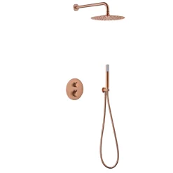 Ensemble de douche CURVED à encastrer - Thermostatique Or rose brosséChroméNoir matCanon de fusilOr brosséOr rose brossé Ensemble