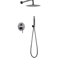 Ensemble de douche CURVED à encastrer - mitigeur monocommande Canon de fusilChroméNoir matCanon de fusilOr brosséOr rose brossé E