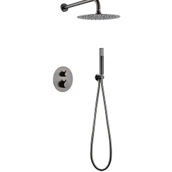 Ensemble de douche CURVED à encastrer - Thermostatique Canon de fusilChroméNoir matCanon de fusilOr brosséOr rose brossé Ensemble
