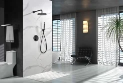 Ensemble de douche CURVED à encastrer - Thermostatique Noir (mat)ChroméNoir matCanon de fusilOr brosséOr rose brossé Ensemble enc