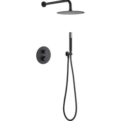 Ensemble de douche CURVED à encastrer - Thermostatique Noir (mat)ChroméNoir matCanon de fusilOr brosséOr rose brossé Ensemble enc