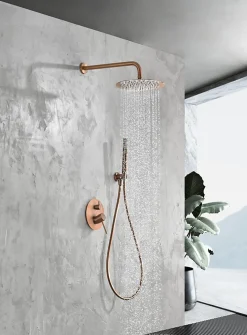 Ensemble de douche CURVED à encastrer - mitigeur monocommande Or rose brosséChroméNoir matCanon de fusilOr brosséOr rose brossé E