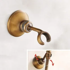 Ensemble de douche en laiton antique avec support de douche et flexible de douche de 1,5 m (ensemble de douche antique)