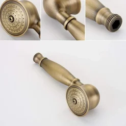 Ensemble de douche en laiton antique avec support de douche et flexible de douche de 1,5 m (ensemble de douche antique)