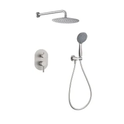 Ensemble de douche encastré mécanique 2 voies SKY BATH nickel brossé Inox S304 série SOUL