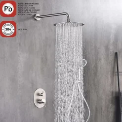 Ensemble de douche encastré mécanique 2 voies SKY BATH nickel brossé Inox S304 série SOUL