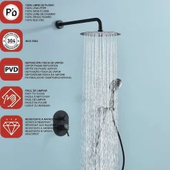 Ensemble de douche encastré mécanique 2 voies SKY BATH noir mat PVD Inox S304 série SOUL