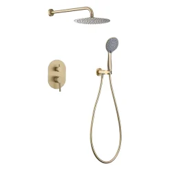 Ensemble de douche encastré mécanique 2 voies SKY BATH or brossé PVD Inox S304 série SOUL