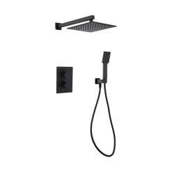 Ensemble de douche encastré thermostatique 2 voies SKY BATH noir mat PVD série ETERNITY