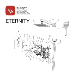 Ensemble de douche encastré thermostatique 2 voies SKY BATH noir mat PVD série ETERNITY