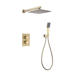 Ensemble de douche encastré thermostatique 2 voies SKY BATH or brossé PVD série ETERNITY