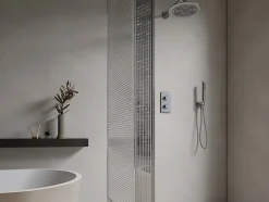 Ensemble de douche encastrable avec mitigeur thermostatique - Couleur nickel brossé - TIMAVO