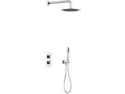 Ensemble de douche encastrable avec mitigeur thermostatique - Couleur nickel brossé - TIMAVO