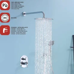 Ensemble de douche encastré mécanique 2 voies SKY BATH chromé Inox S304 série SOUL
