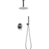 Ensemble de douche Plafond TOUCHER à encastrer - Mitigeur monocommande Gris mat - Champagne Ensemble encastré douchette + tête de