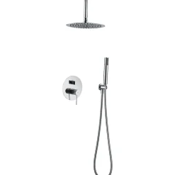 Ensemble de douche Plafond TOUCHER à encastrer - Mitigeur monocommande Chromé Brillant Ensemble encastré douchette + tête de douc