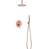 Ensemble de douche Plafond TOUCHER à encastrer - Mitigeur monocommande Or rose brossé Ensemble encastré douchette + tête de douch