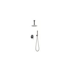 Ensemble de douche Plafond TOUCHER à encastrer - Mitigeur monocommande Or rose brossé Ensemble encastré douchette + tête de douch