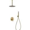 Ensemble de douche Plafond TOUCHER à encastrer - Mitigeur thermostatique Or brossé Ensemble encastré douchette + tête de douche