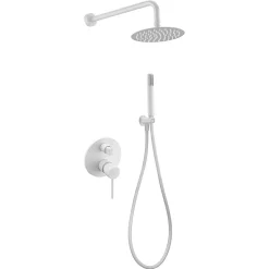 Ensemble de douche STICK à encastrer - mitigeur monocommande Blanc (mat) Ensemble encastré douchette + tête de douche