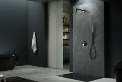 Ensemble de douche STICK à encastrer - mitigeur monocommande Noir - Doré rose Ensemble encastré douchette + tête de douche
