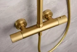 Ensemble de douche thermostatique LINE - Rose brossé