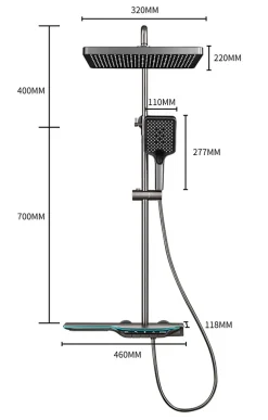 Ensemble de douche thermostatique intelligent Kleenmac avec affichage numérique modèle Amadis