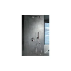 Ensemble de douche TOUCHER à encastrer - Mitigeur thermostatique Nickel brossé Ensemble encastré douchette + tête de douche