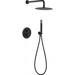 Ensemble de douche TOUCHER à encastrer - Mitigeur thermostatique Nickel brossé Ensemble encastré douchette + tête de douche