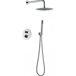 Ensemble de douche TOUCHER à encastrer - Mitigeur thermostatique Or rose brossé Ensemble encastré douchette + tête de douche