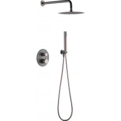 Ensemble de douche TOUCHER à encastrer - Mitigeur thermostatique Or rose brossé Ensemble encastré douchette + tête de douche