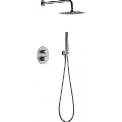 Ensemble de douche TOUCHER à encastrer - Mitigeur thermostatique Or rose brossé Ensemble encastré douchette + tête de douche